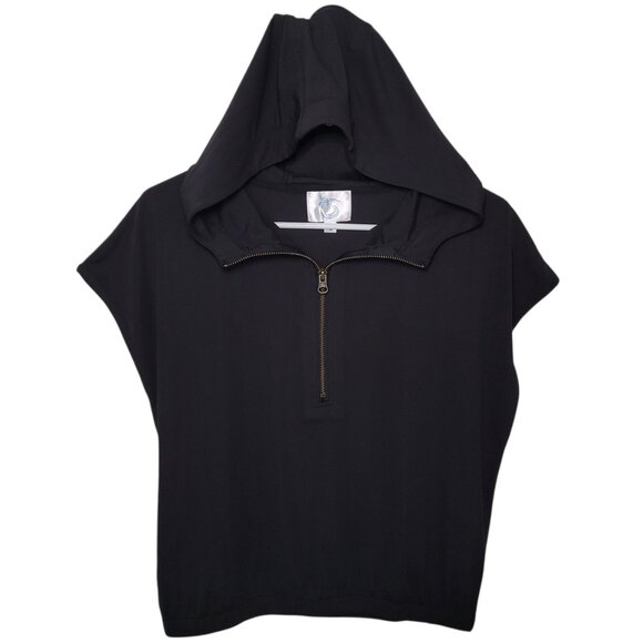 Womens Athletic Black Sleeveless Half Zip Hoodie Size Small - Picture 9 of 9